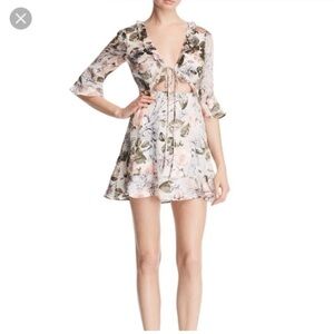 For Love and Lemons Luciana Mini Dress Cut Out Floral Silk Blend Size Small